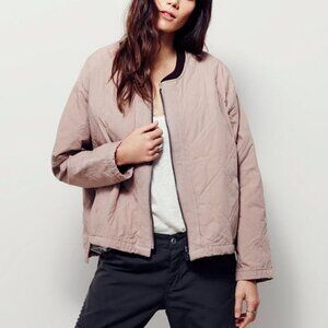 Free People Women's Quilted Aviator Full Zip Bomber Jacket in Blush Pink Size XS